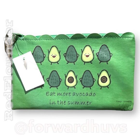 Bundle Sale 3 for $15 | Eat More Avocado" Avocado Print Makeup Bag - 7" x 4 1/2 - Picture 1 of 7